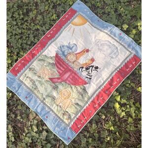 Vintage Baby Crib Quilt Blanket Alphabet Noahs Arc Lion Giraffe Hand Stitch